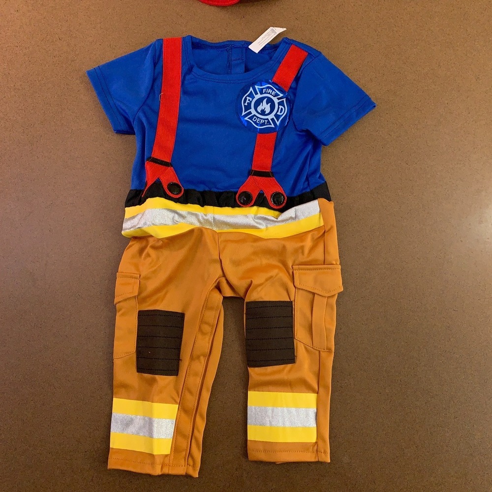 Amscan Baby Size 6-12 Months 2 Piece Jumpsuit & Hat First Fireman Costume NWT - Picture 3 of 13